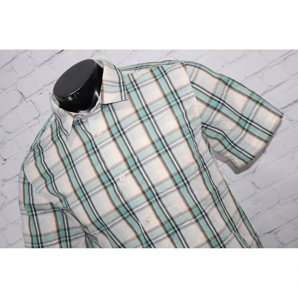 The North Face Button Down Dress Shirt Mens Large Plaid Outdoor Cotton Polyester